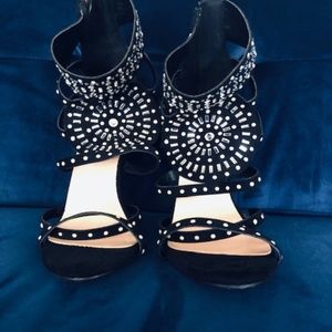 Black Aztec Sandal Heel